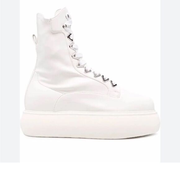 The Attico Women's White Selene Platform Leather Combat Boots SZ 37.5 NWT $1248 - Picture 3 of 5